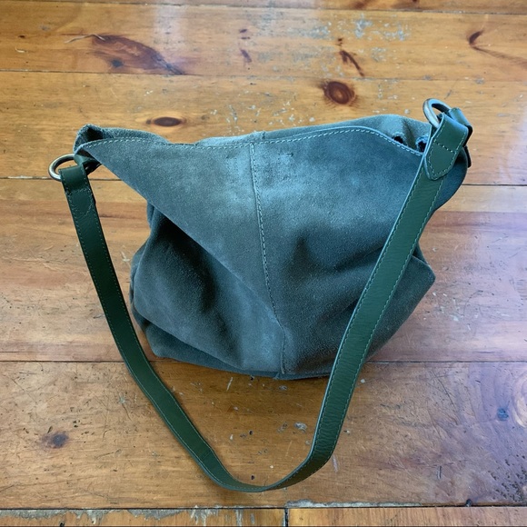 Universal Thread olive green suede bucket  handbag - Picture 4 of 6